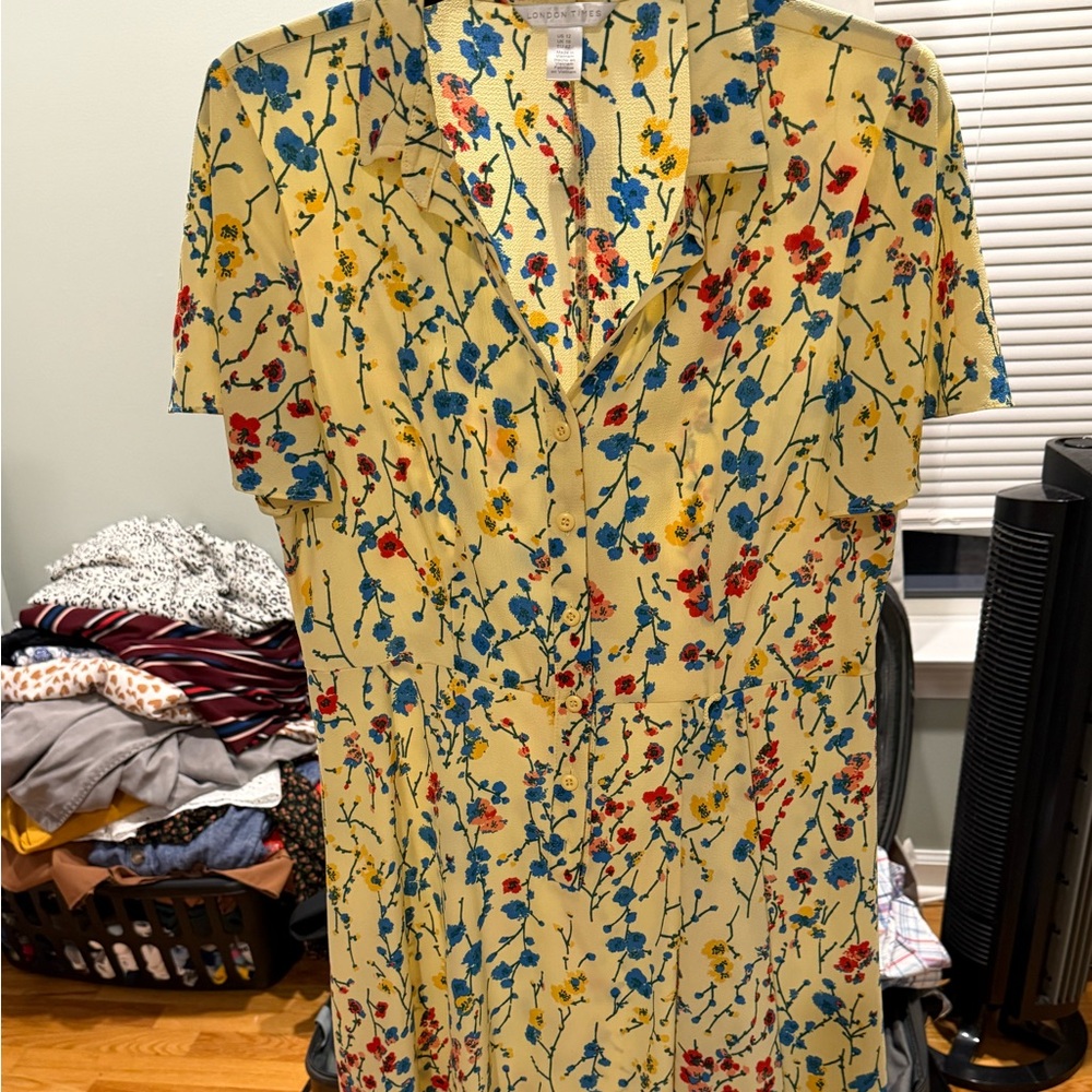 London Times Yellow Floral Dress